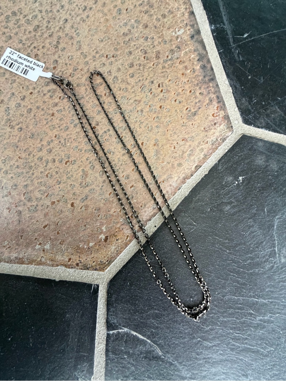 Faceted 14kt White Gold Black Rhodiumed Chain Necklace 22” long